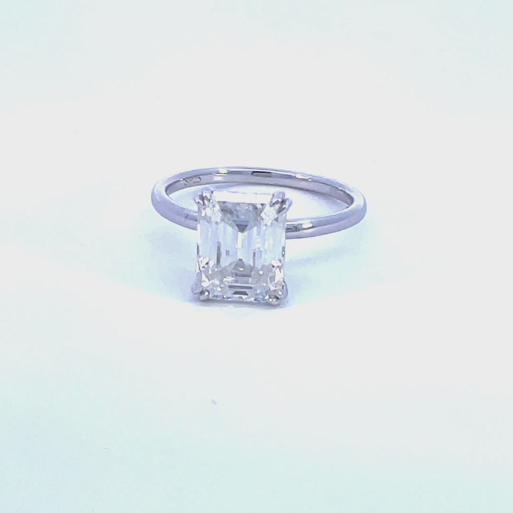 Solitaire Emerald Cut Moissanite Ring - Emerald Classic Ring | Jewel Eternal