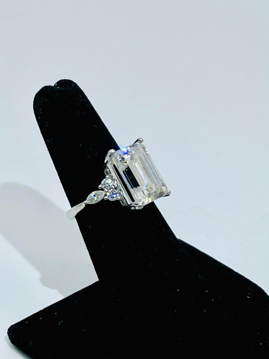 8ct  Emerald Cut Moissanite Ring. Looks and lasts as long as diamond. - Olive Angel | Jewel Eternal