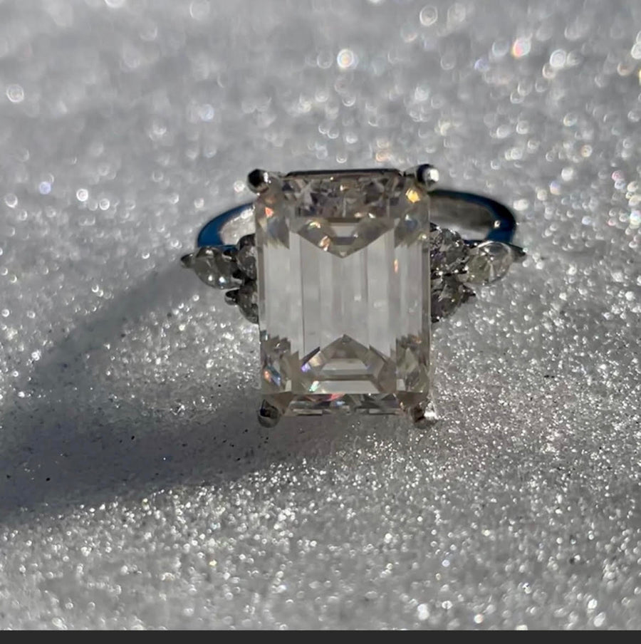 8ct  Emerald Cut Moissanite Ring. Looks and lasts as long as diamond. - Olive Angel | Jewel Eternal