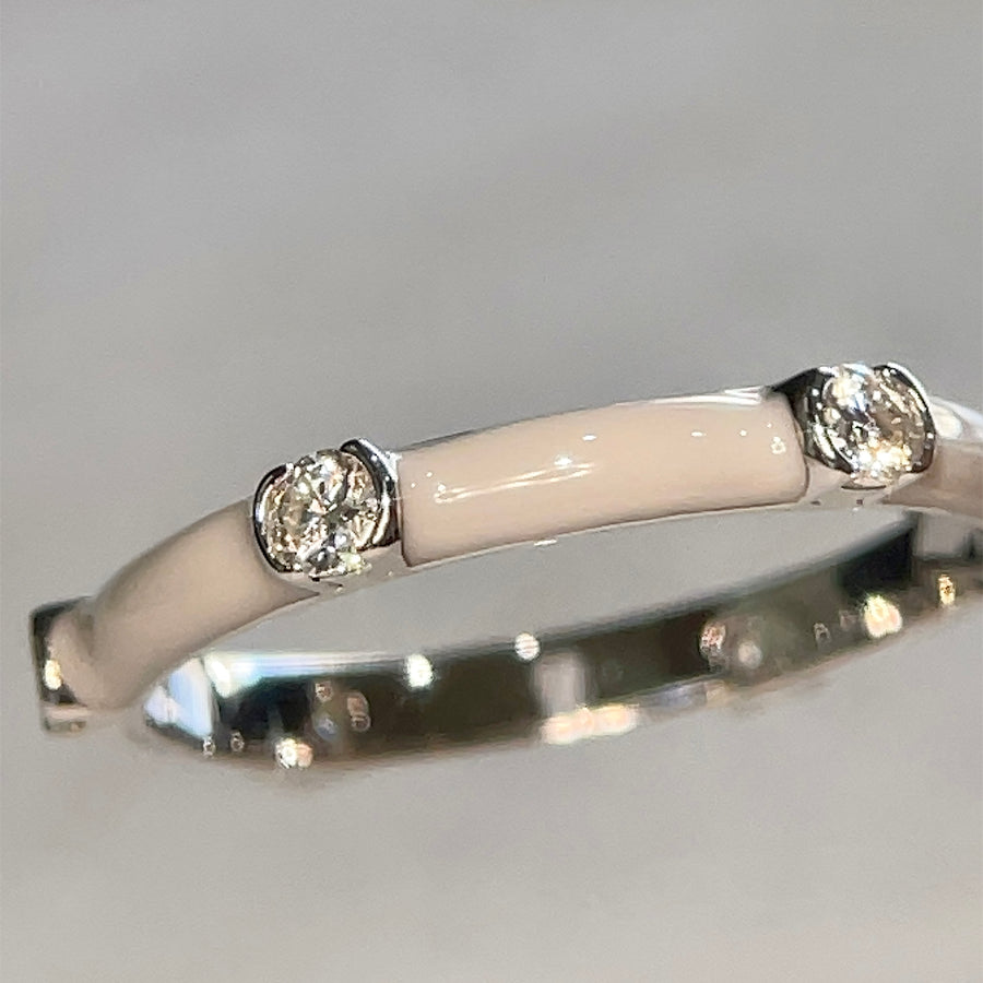 Bone White Enamel and Moissanite Stackable Fashion Rings. Looks identical to and lasts as long as diamond - Starlight Stackable Rings | Jewel Eternal