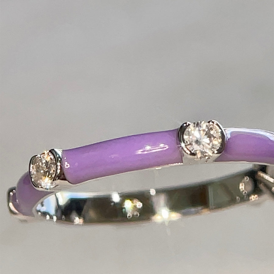Purple Enamel and Moissanite Stackable Fashion Rings. Looks identical to and lasts as long as diamond - Starlight Stackable Rings | Jewel Eternal
