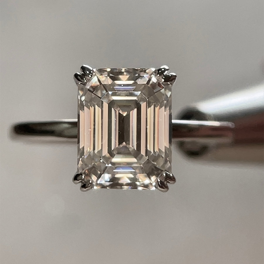 Solitaire Emerald Cut Moissanite Ring - Emerald Classic Ring | Jewel Eternal