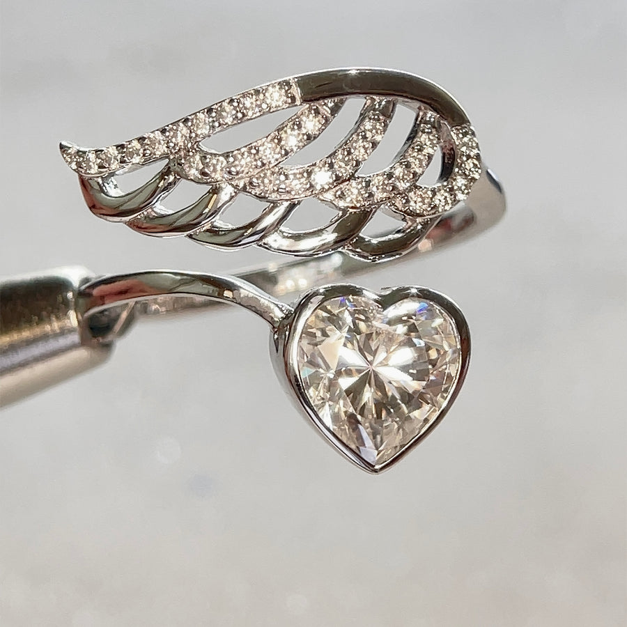 1.5ct  Angel Wing and Heart cut Moissanite Ring. Looks and lasts as long as diamond. - Angel’s Heart & Wing | Jewel Eternal