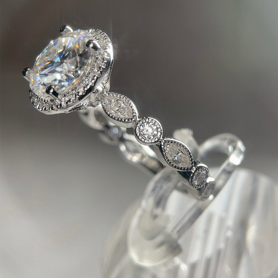 Art Deco Band Ring - Halo Engagement and Wedding Rings | Jewel Eternal