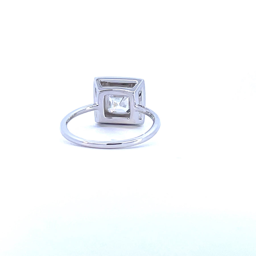 2.5ct Solitaire Asscher cut ring with Black Enamel Halo l Halo color can be customized l Jewel Eternal