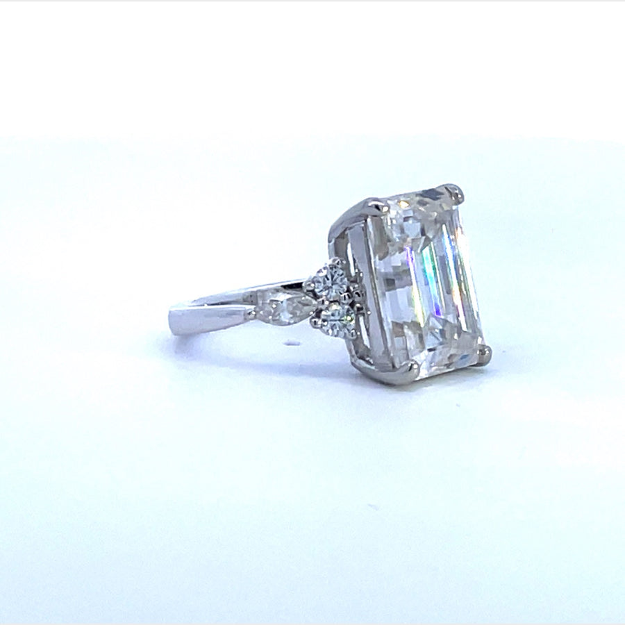 8ct  Emerald Cut Moissanite Ring. Looks and lasts as long as diamond. - Olive Angel | Jewel Eternal