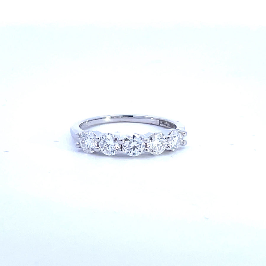 5 Stone Moissanite Anniversary Wedding Band. Looks identical to and lasts as long as diamond - Pentastone Classic | Jewel Eternal