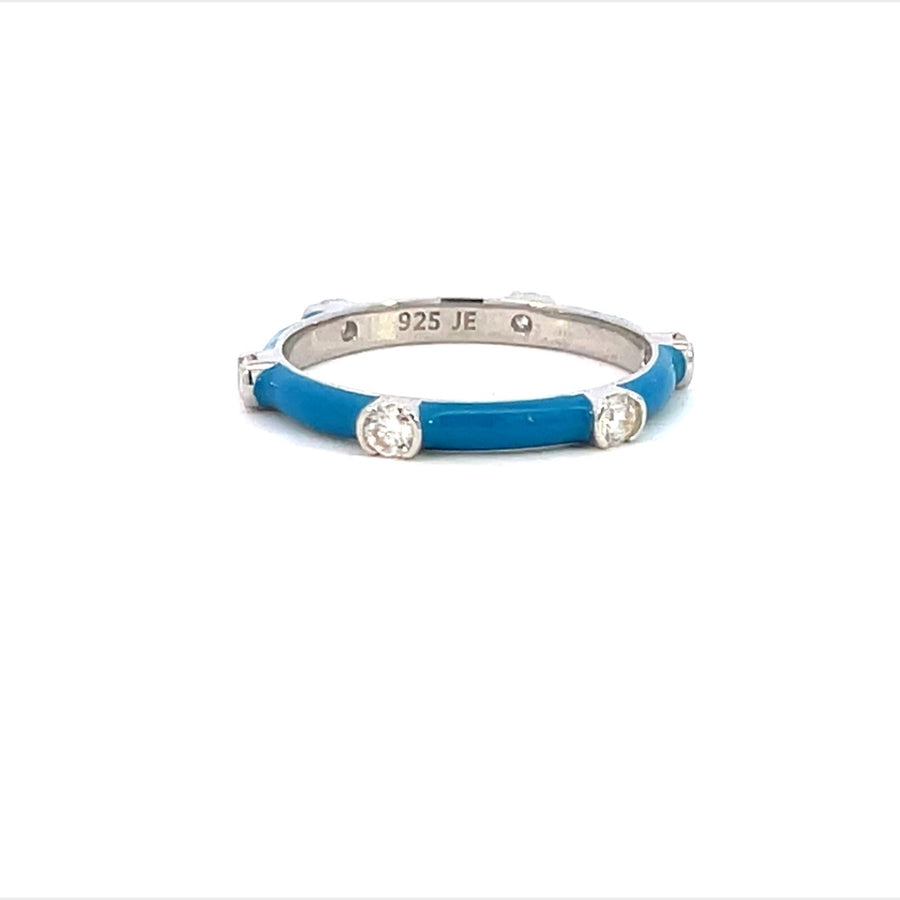 Blue Enamel and Moissanite Stackable Fashion Rings. Looks identical to and lasts as long as diamond - Starlight Stackable Rings | Jewel Eternal