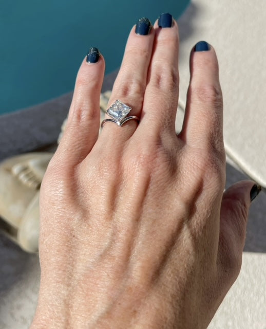 Asscher cut Solitaire Moissanite Engagement and Fashion Ring. Looks identical to and lasts as long as diamond - Precious Square | Jewel Eternal