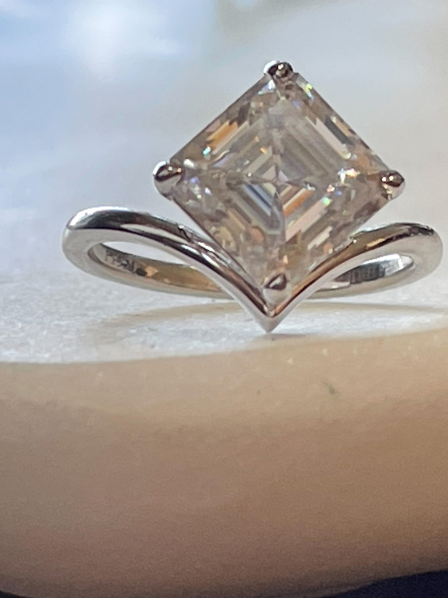 Asscher cut Solitaire Moissanite Engagement and Fashion Ring. Looks identical to and lasts as long as diamond - Precious Square | Jewel Eternal