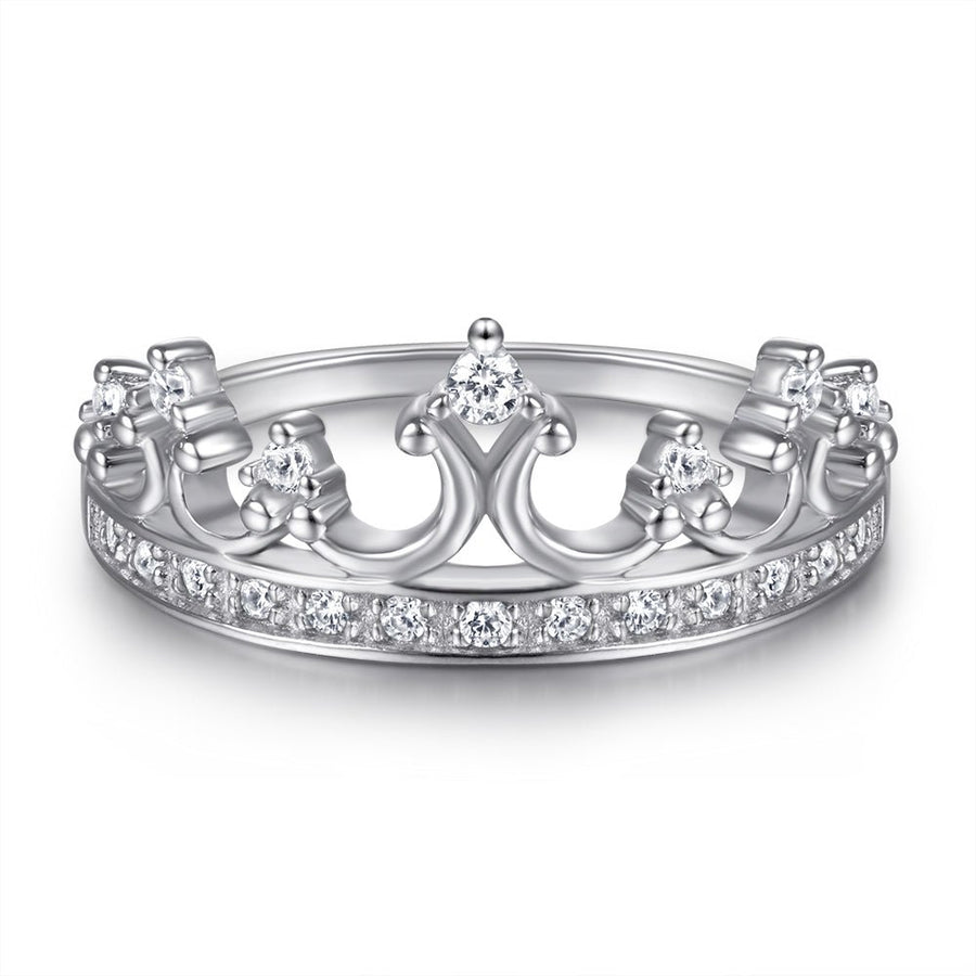 Crown Ring – Tiara Inspired Pavé Moissanite Band in Sterling, Gold or Platinum - Jewel Eternal