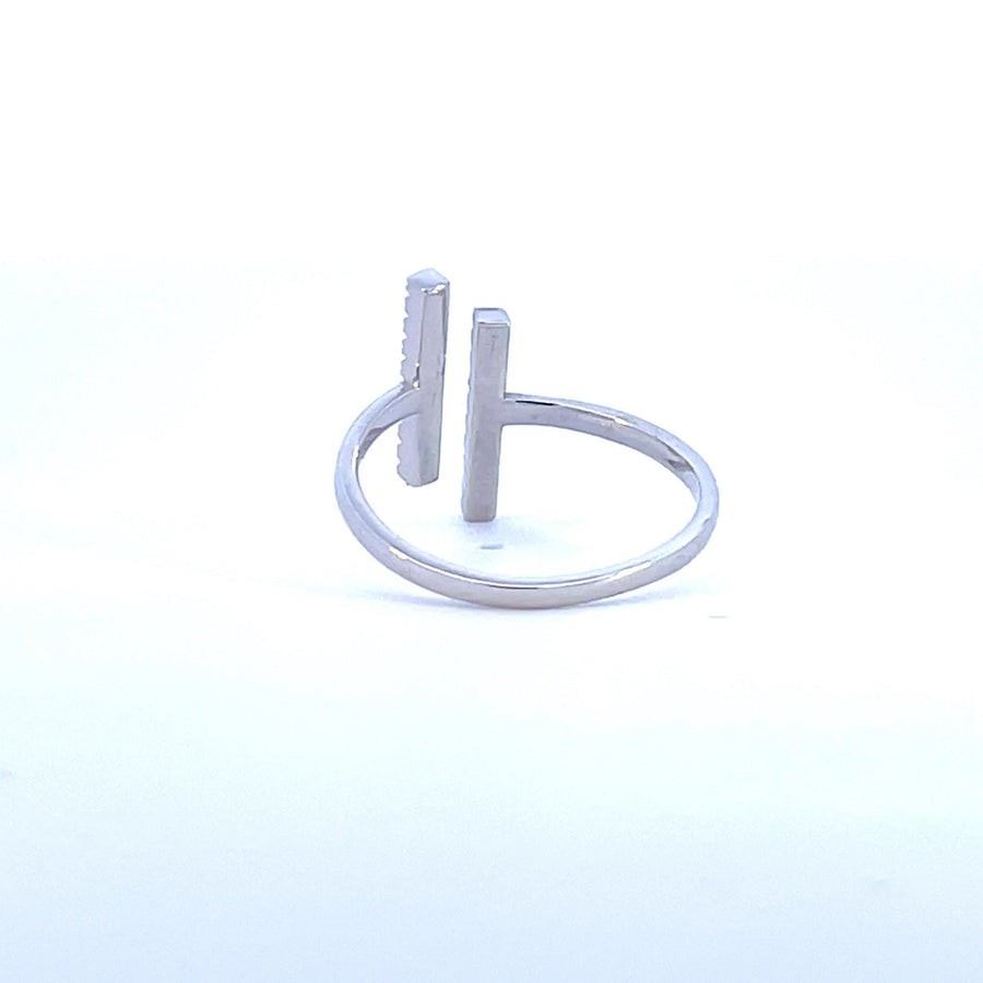 Crystal Double – Double - Bar Pavé Moissanite Ring in Sterling, Gold or Platinum - Jewel Eternal