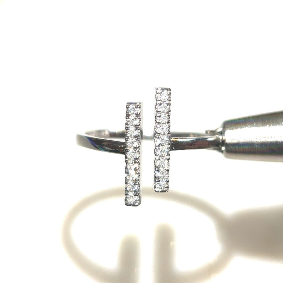 Crystal Double – Double - Bar Pavé Moissanite Ring in Sterling, Gold or Platinum - Jewel Eternal