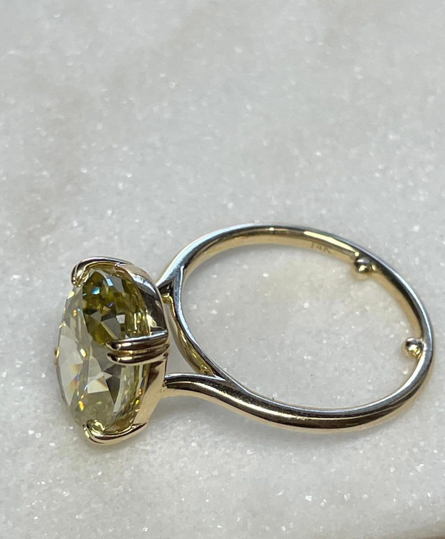 Daily Sunshine – 5 ct Vivid Yellow Oval Moissanite Ring in Solid Gold or Platinum - Jewel Eternal