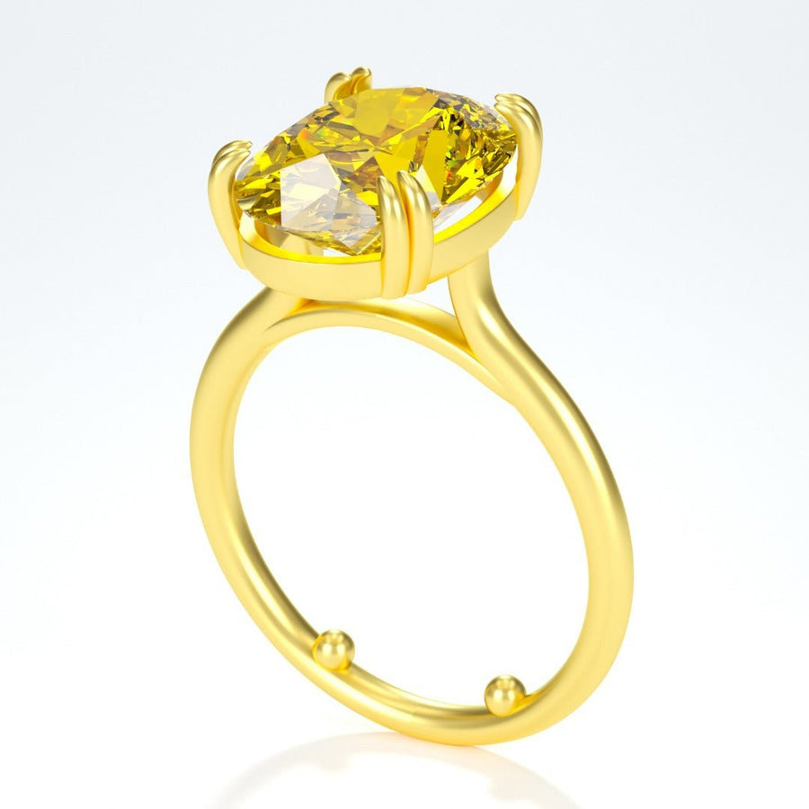 Daily Sunshine – 5 ct Vivid Yellow Oval Moissanite Ring in Solid Gold or Platinum - Jewel Eternal