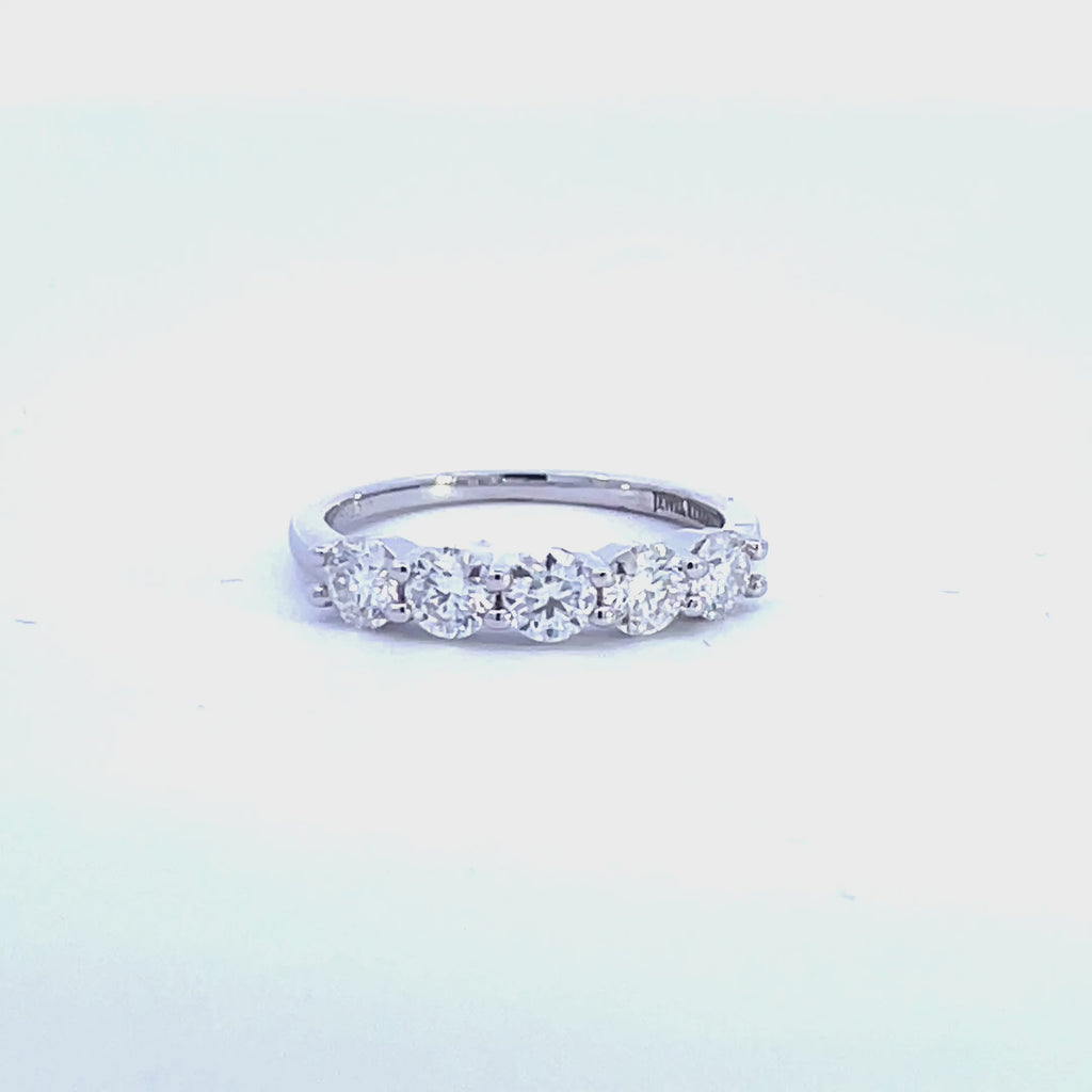 5 Stone Moissanite Anniversary Wedding Band. Looks identical to and lasts as long as diamond - Pentastone Classic | Jewel Eternal