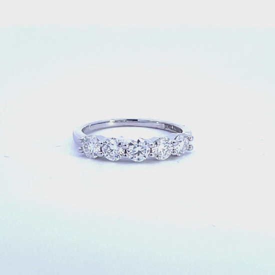 5 Stone Moissanite Anniversary Wedding Band. Looks identical to and lasts as long as diamond - Pentastone Classic | Jewel Eternal