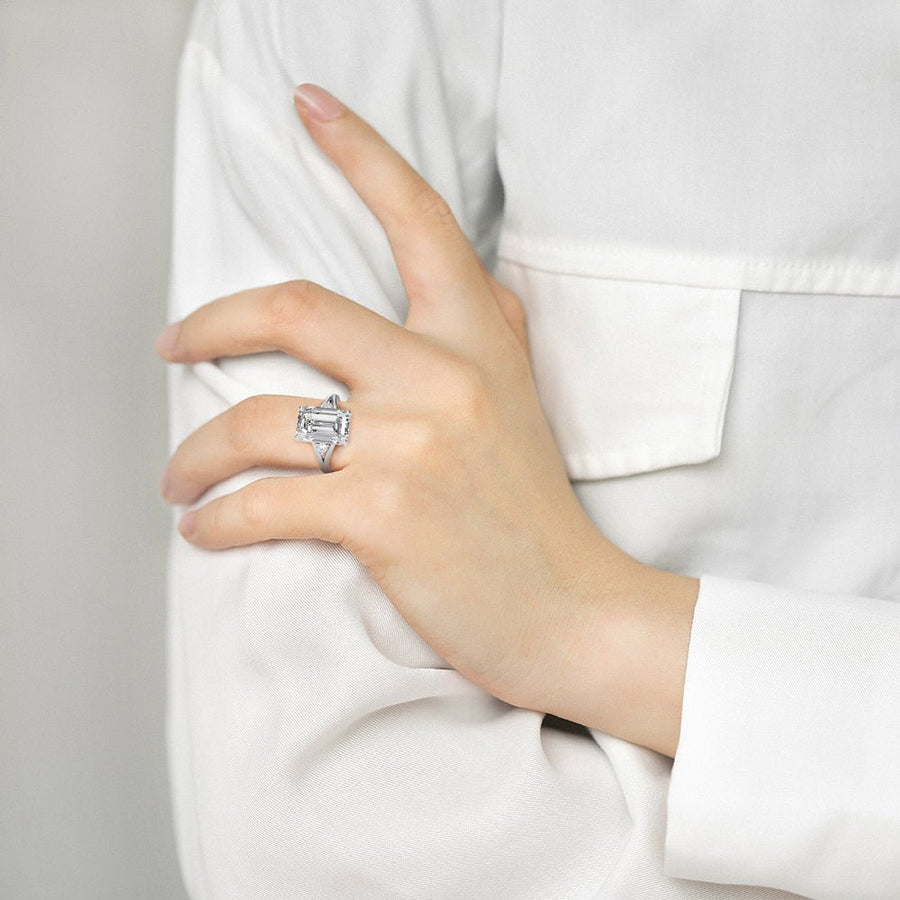 Emerald Twin™ 5ct Moissanite Ring • Side Baguettes • D VVS1 | Jewel Eternal - Jewel Eternal