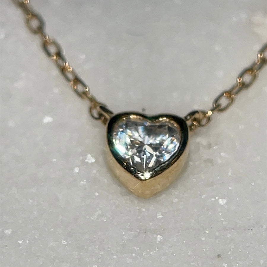 Hearthaway – Heart Shaped Moissanite Pendant Necklace in Sterling, Gold or Platinum - Jewel Eternal