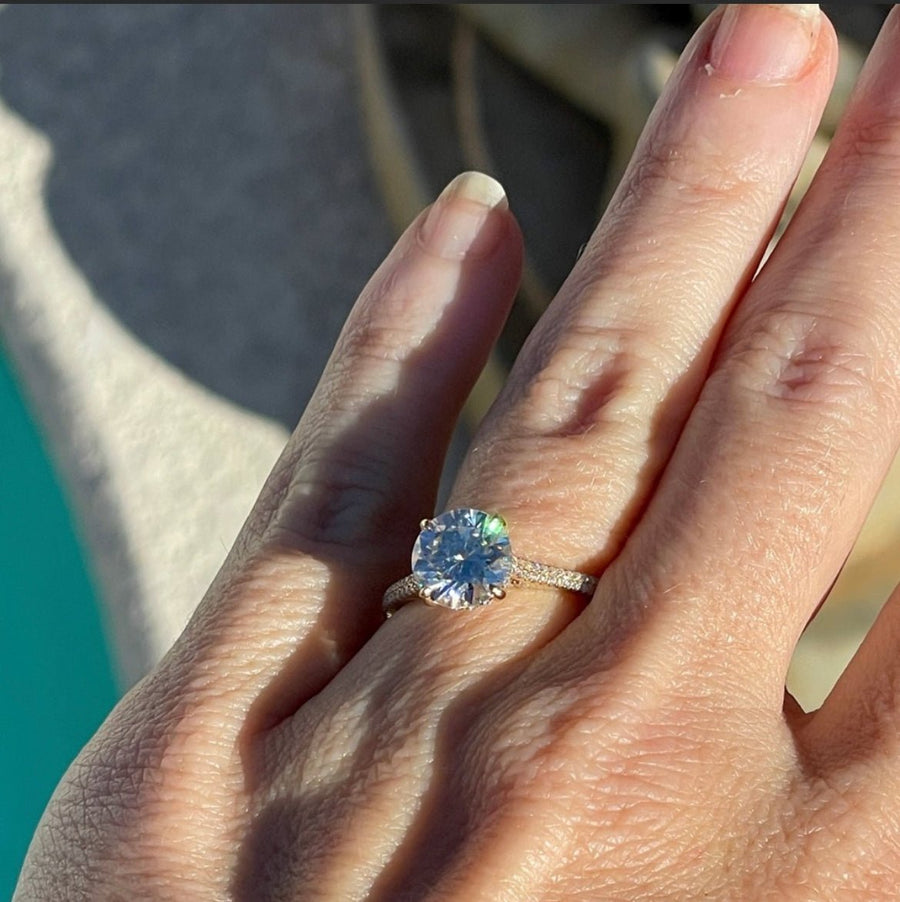 Hidden Dreams – 3 ct Round Moissanite Ring with Double Pavé and Hidden Halo in Silver, Gold or Platinum - Jewel Eternal