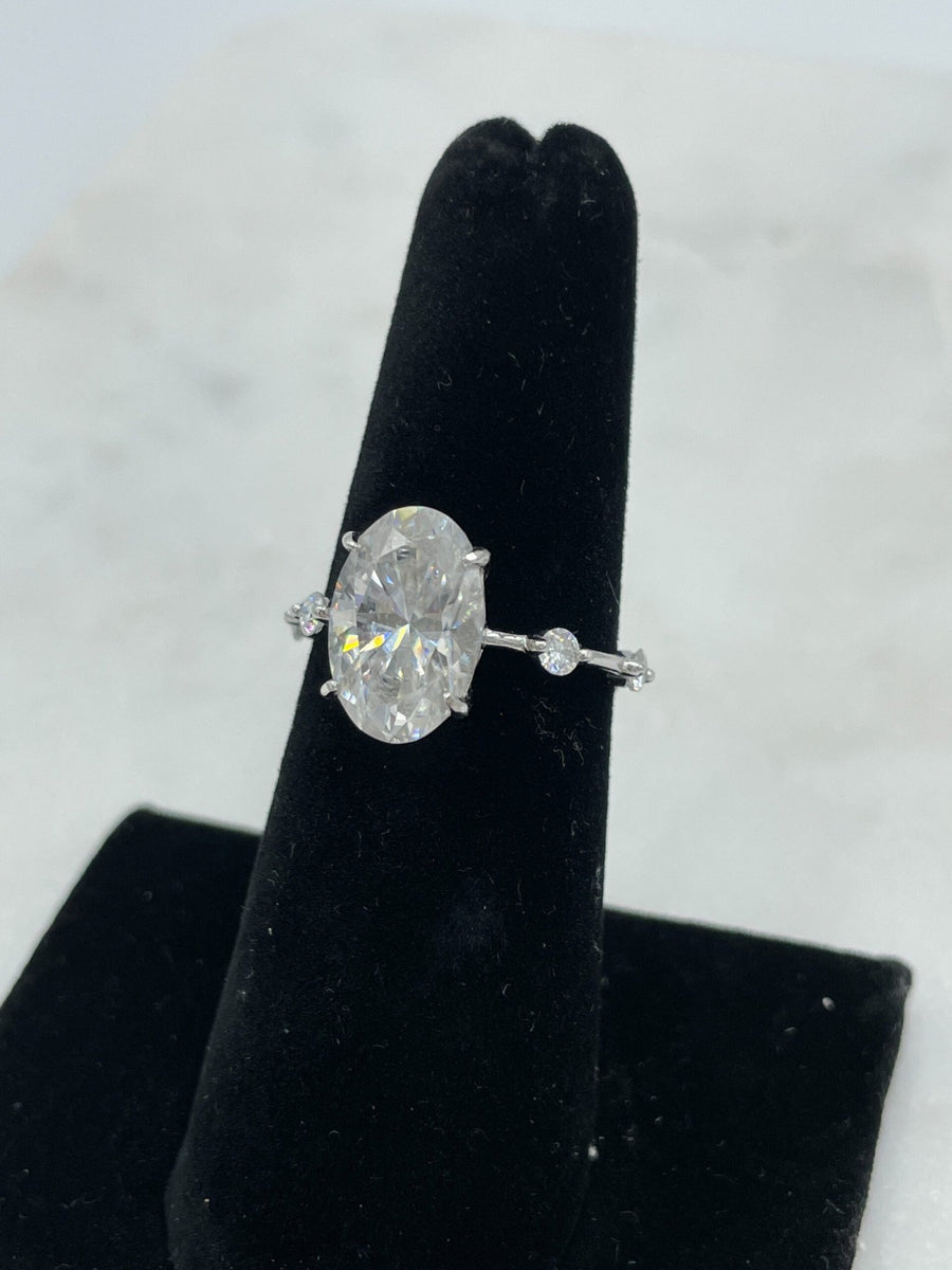 Mila – Tapered Moissanite Solitaire Ring in Sterling, Gold or Platinum - Jewel Eternal