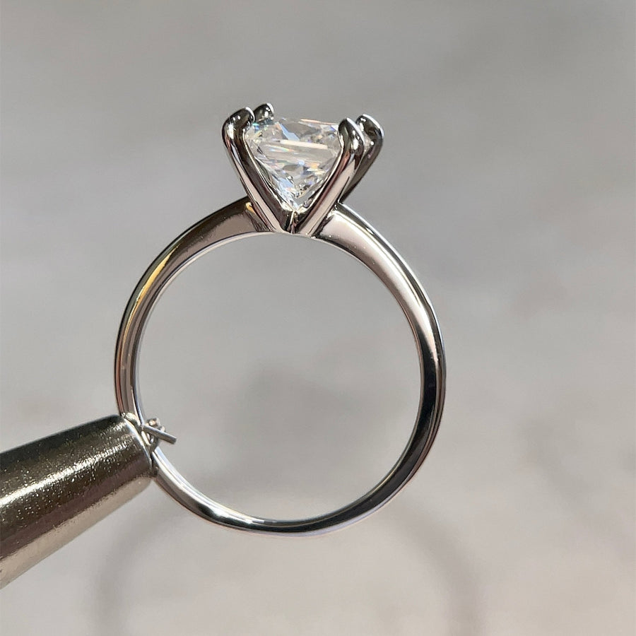 Modern Princess – 2 ct Princess Cut Moissanite Solitaire Ring in Sterling, Gold or Platinum - Jewel Eternal