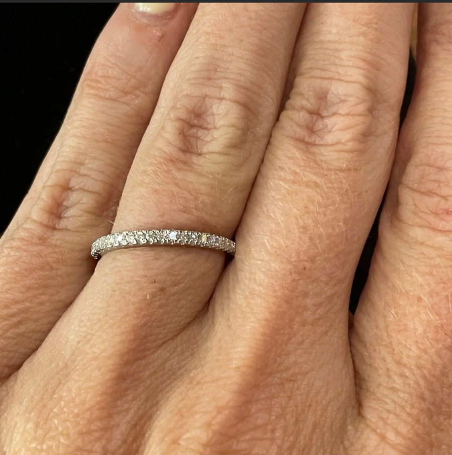 Pave Moissanite Wedding Band. Looks identical to and lasts as long as diamond - Pave Band | Jewel Eternal