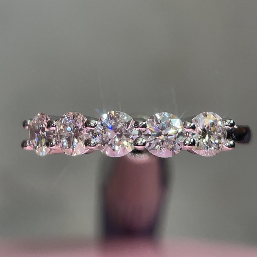 Pentastone Classic – Five - Stone Moissanite Ring in Sterling, Gold or Platinum - Jewel Eternal