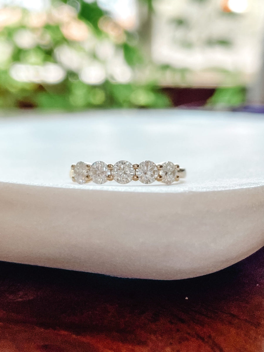 Pentastone Classic – Five - Stone Moissanite Ring in Sterling, Gold or Platinum - Jewel Eternal