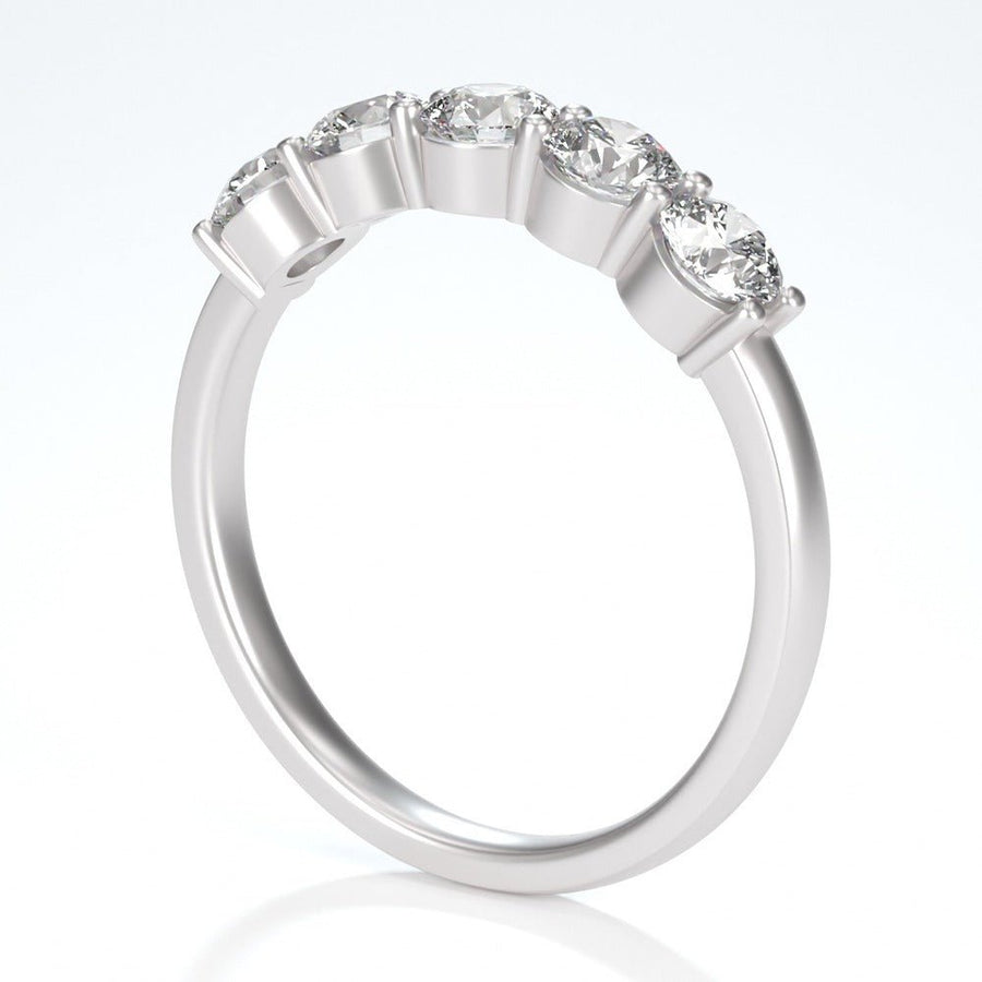 Pentastone Classic – Five - Stone Moissanite Ring in Sterling, Gold or Platinum - Jewel Eternal