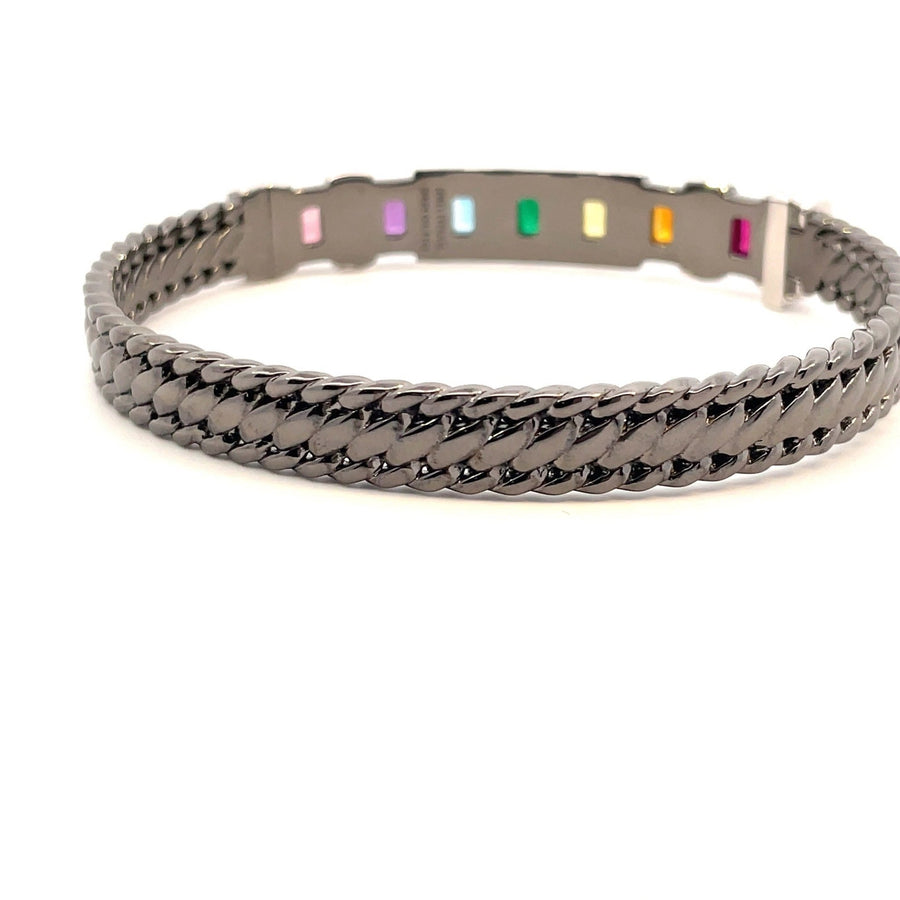 Rainbow Bracelet – 4.41 tcw Multi Gemstone Pride Baguette Bracelet in Silver, Gold or Platinum - Jewel Eternal