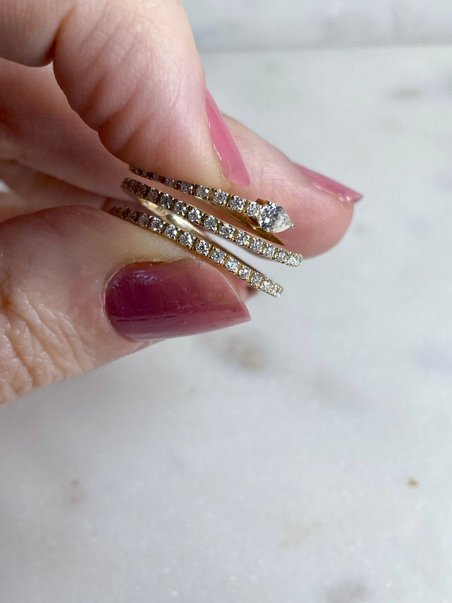 Snake Ring – Textured Coiled Moissanite Statement Ring in Sterling, Gold or Platinum - Jewel Eternal