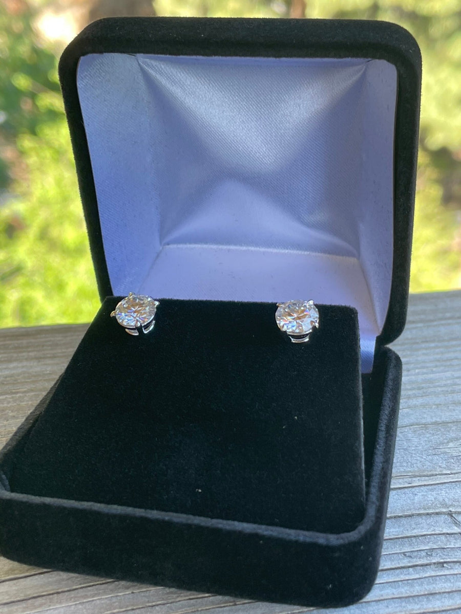 Stud Classic – Round Moissanite Stud Earrings in Sterling, 14K Gold or Platinum - Jewel Eternal