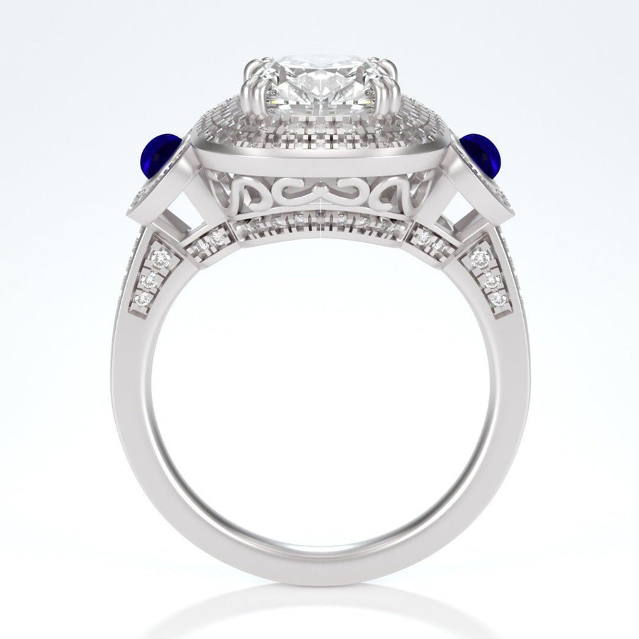 Twilight Astor – Elegant Moissanite Halo Ring in Sterling, Gold or Platinum - Jewel Eternal