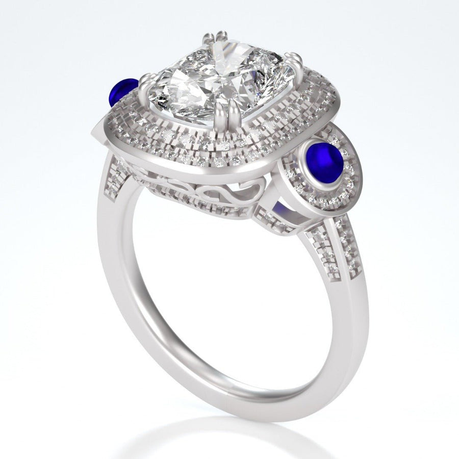 Twilight Astor – Elegant Moissanite Halo Ring in Sterling, Gold or Platinum - Jewel Eternal