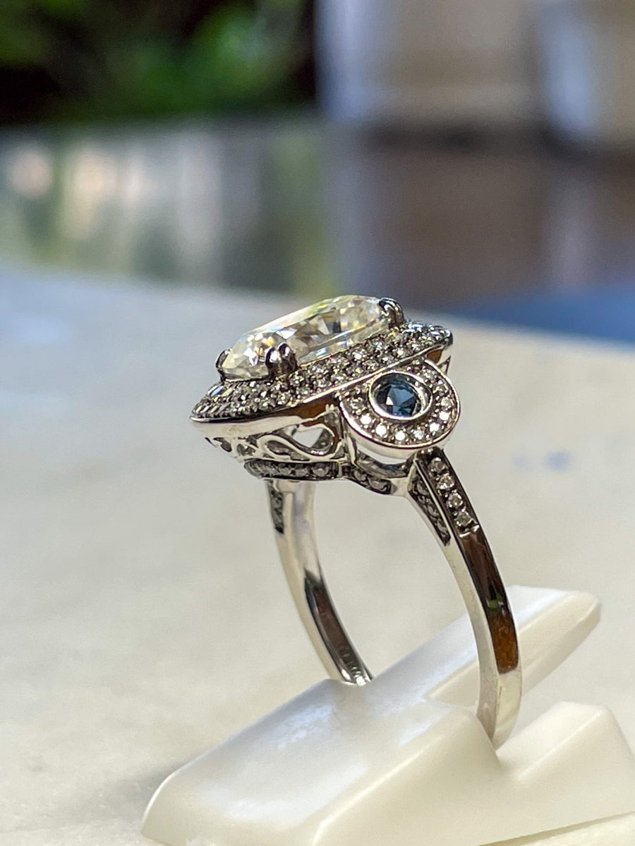 Twilight Astor – Elegant Moissanite Halo Ring in Sterling, Gold or Platinum - Jewel Eternal