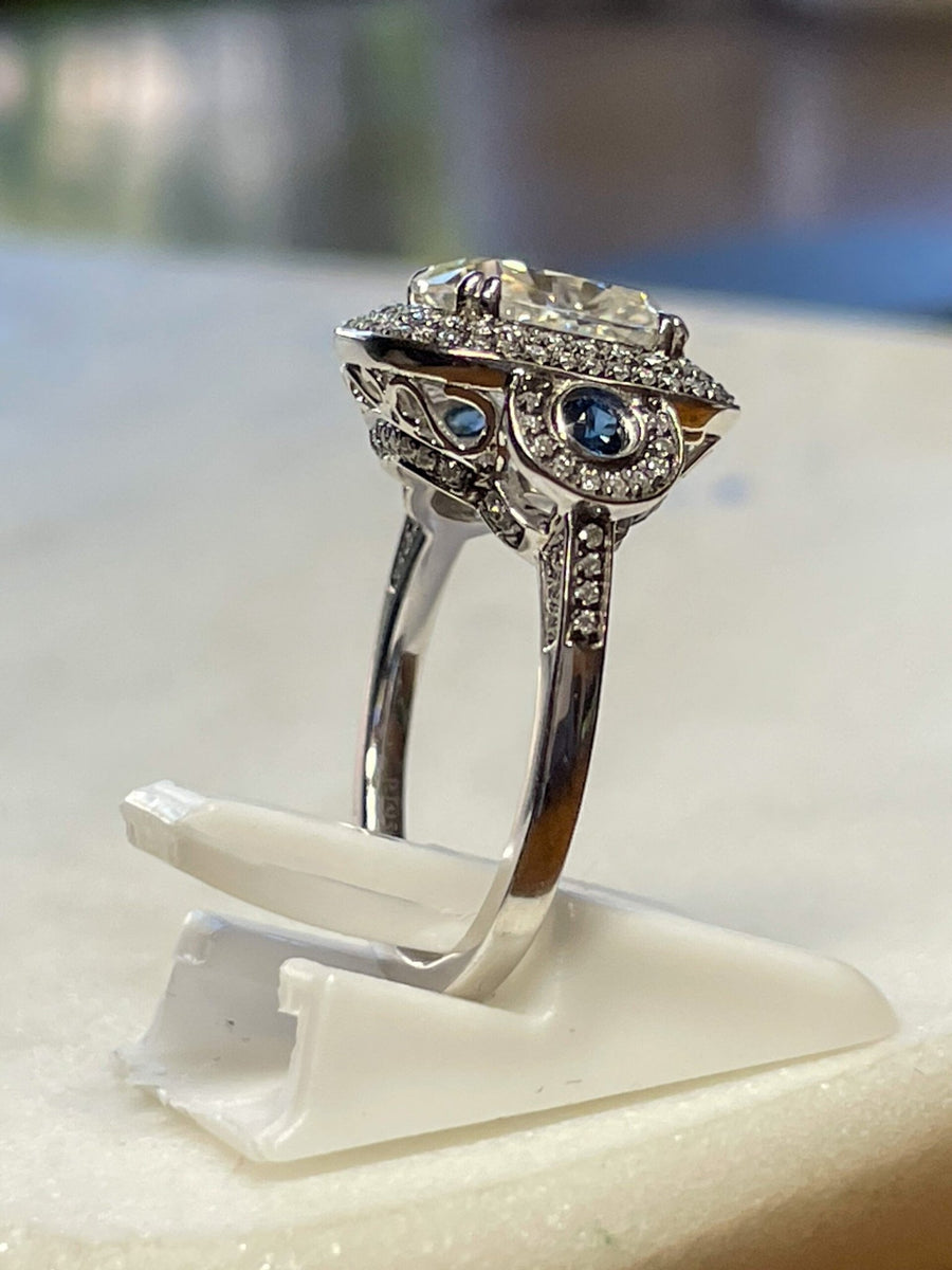 Twilight Astor – Elegant Moissanite Halo Ring in Sterling, Gold or Platinum - Jewel Eternal