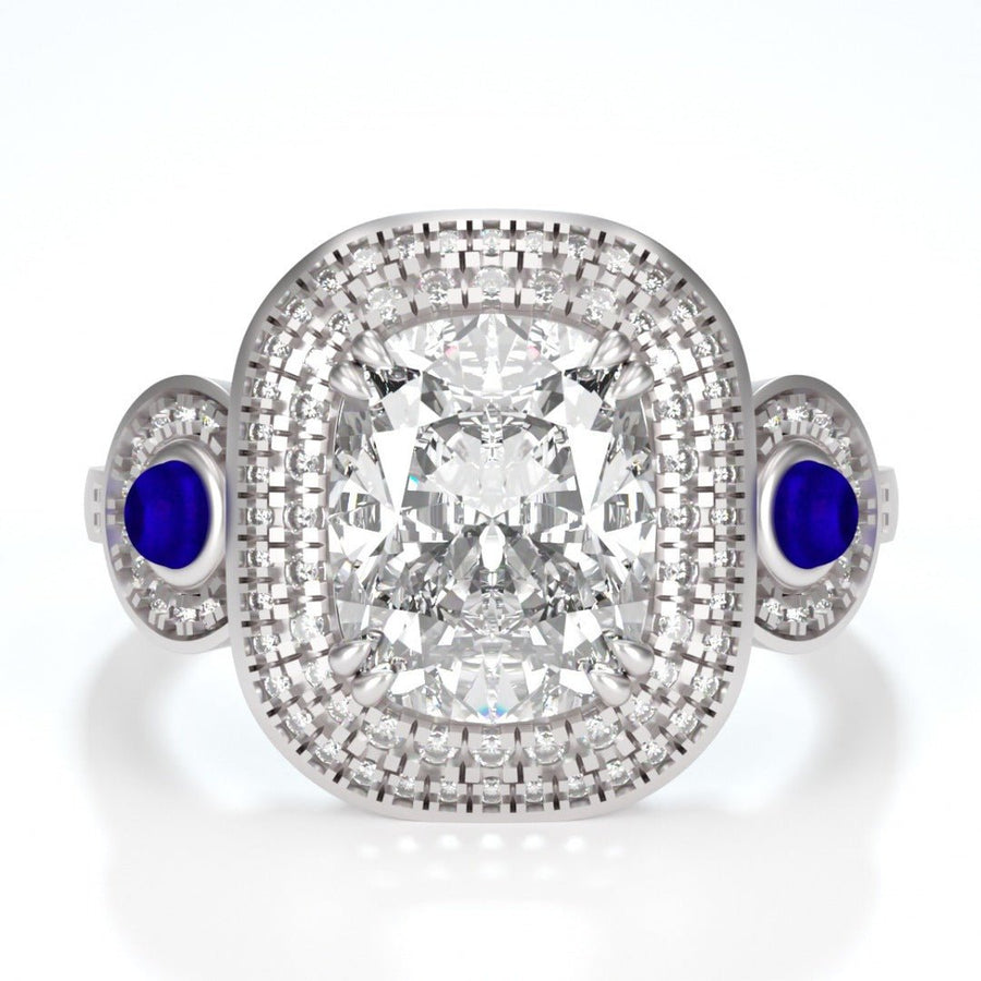 Twilight Astor – Elegant Moissanite Halo Ring in Sterling, Gold or Platinum - Jewel Eternal