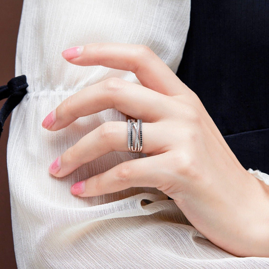 Twin Flames – Dual - Band Moissanite Ring in Sterling, Gold or Platinum - Jewel Eternal