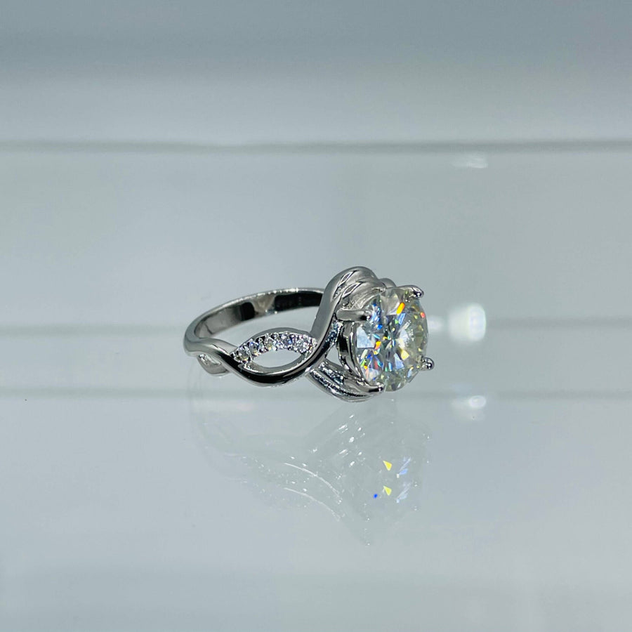 Twist of Fate – Curved Moissanite Ring with Intertwined Bands in Sterling, Gold or Platinum - Jewel Eternal
