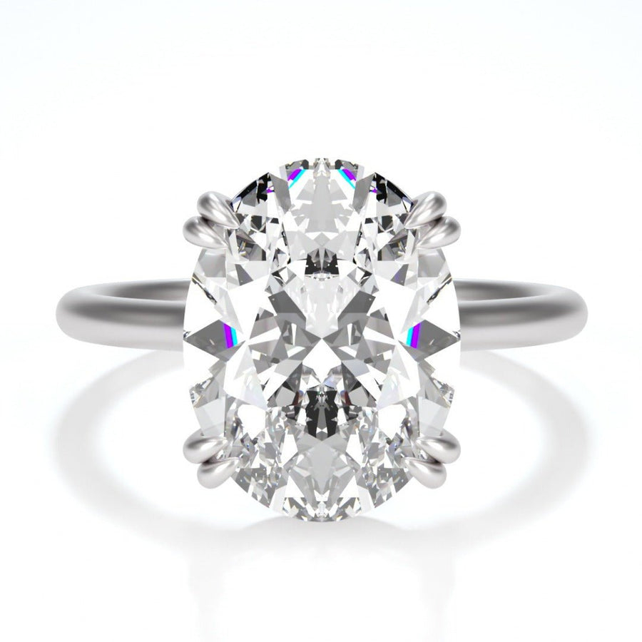 Winter Kiss – 5 ct Crushed Ice Oval Moissanite Ring in 14K Gold/Platinum - Jewel Eternal